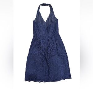 David's Bridal Navy Lace Halter Dress Size 4